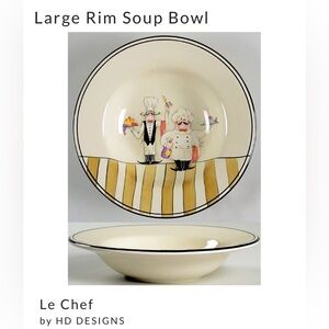 HD Designs 'Le Chef 10” Large Rim Soup Bowls Set of 4